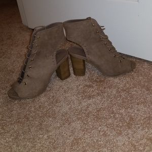 Nude suede platform sandals